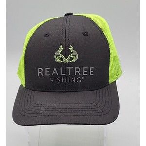 NWT Realtree Fishing Hat Black & Neon Snapback Cap Breathable Mesh Backing
